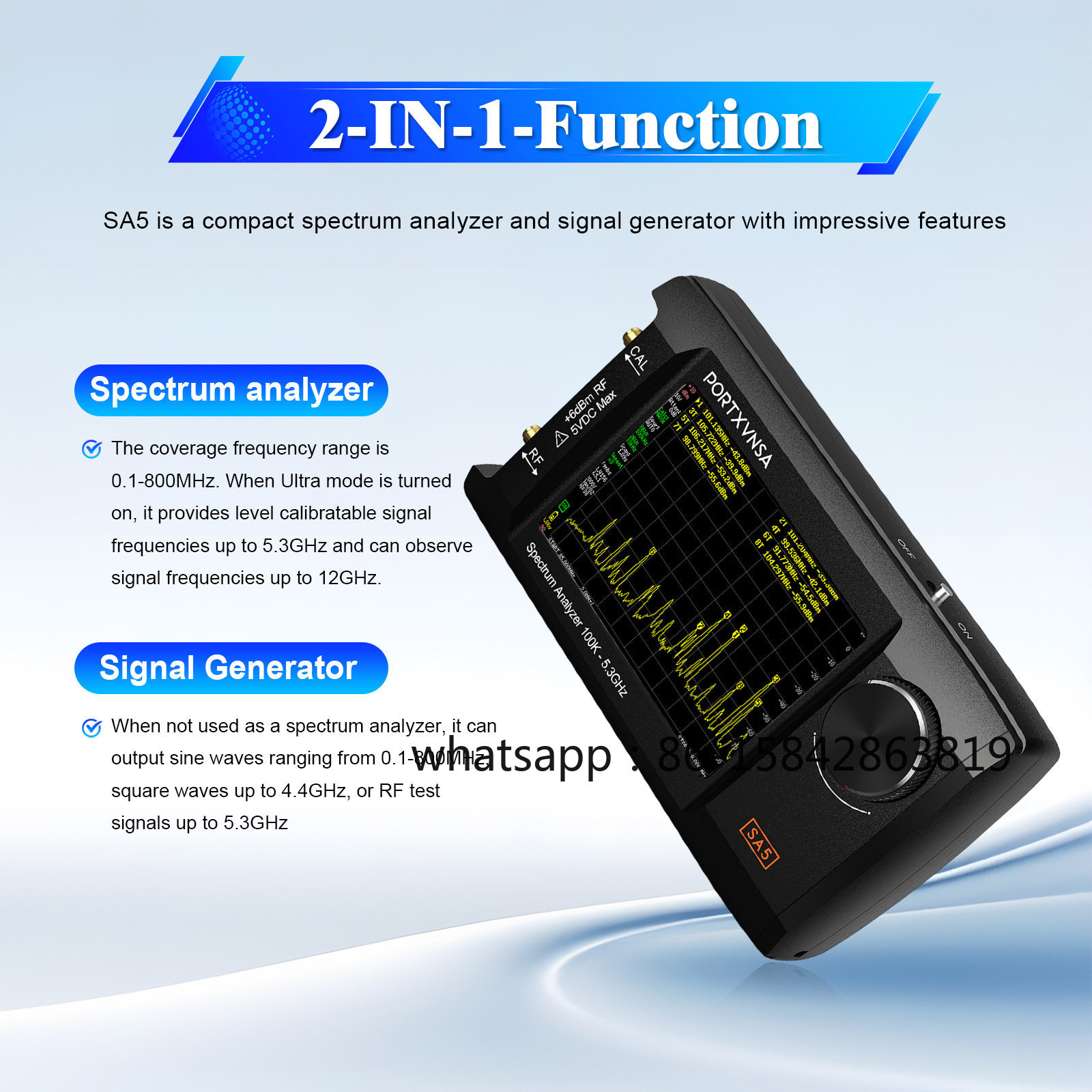 SA5 Portable Spectrum Analyzer - Signal Generator Spectrum Analyzer ulasan dan harga