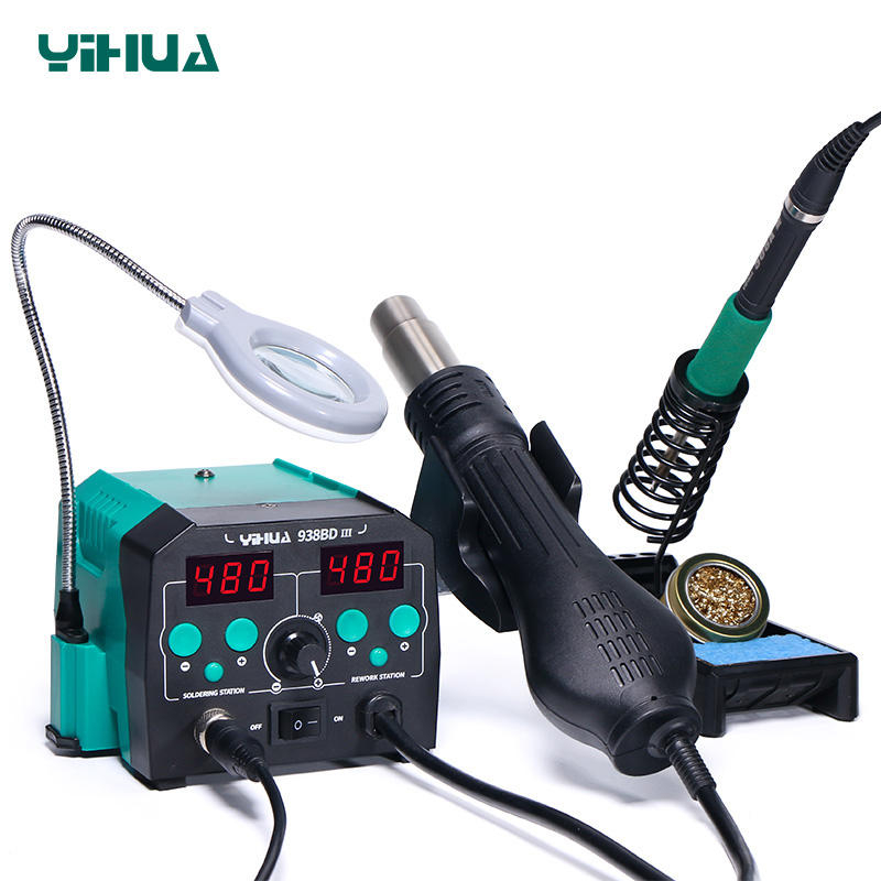 YIHUA 938BD-III 775W 2 in 1 T1 - Hot Air Rework Station T12 ulasan dan harga
