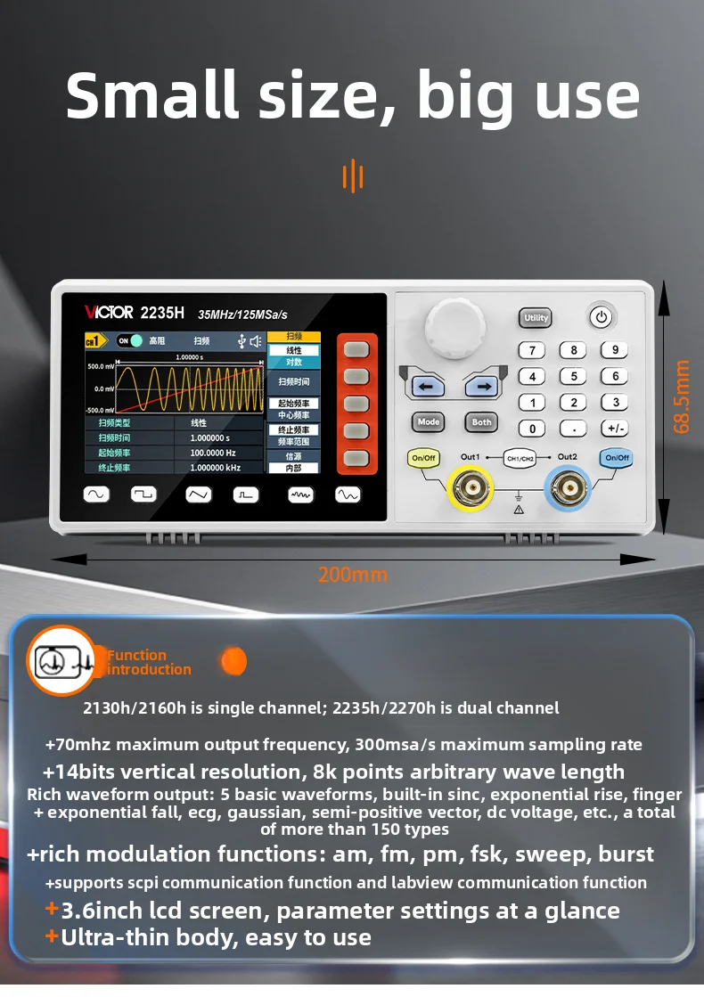 VICTOR Signal Generator Single - Function Arbitrary Waveform Generator ulasan dan harga